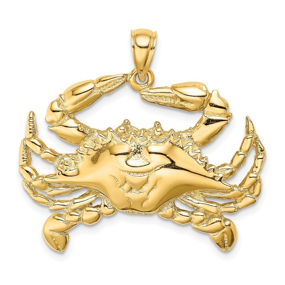 Million Charms 14k Yellow Gold Blue Crab Necklace Charm Pendant